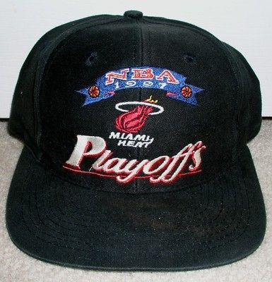 MIAMI HEAT 1997 NBA PLAYOFFS VINTAGE 1990s SNAPBACK HAT LOGO 7 ARCH 