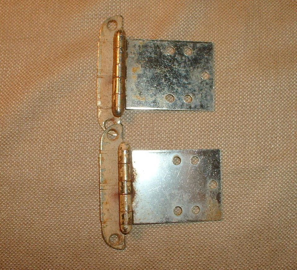 Old Antique Ice Box Icebox Hinges Chrome Color Rectangle Shape 