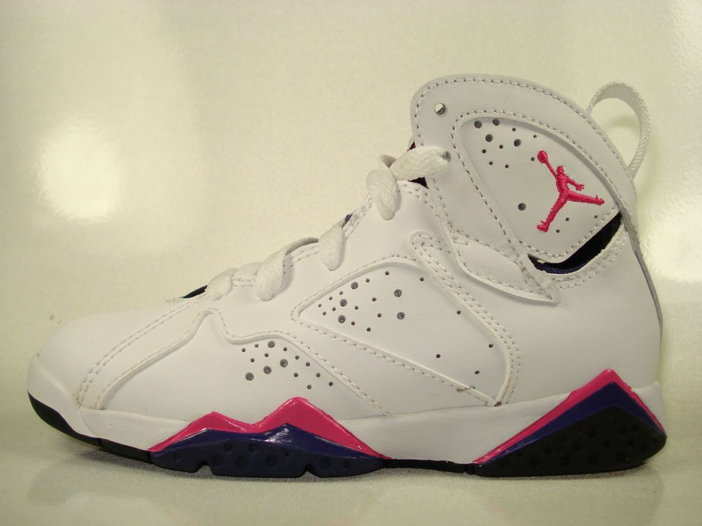 Air Jordan VII Retro 7 White / Fireberry 442961 117 PS Kids Girls