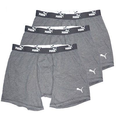 Sport Mens PUMA New Grey Cotton Boxers Briefs 3 Pack Size M 32 34