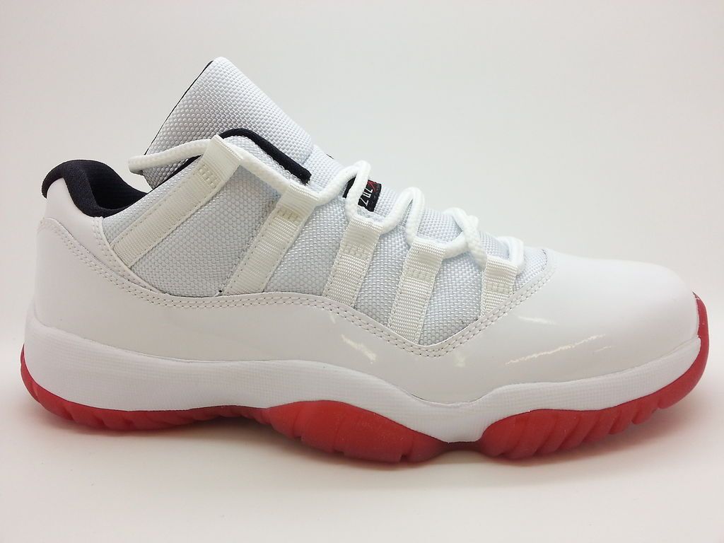 528895 101] Mens Air Jordan 11 Retro Low White Patent Leather Varsity 