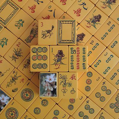    30s, Carved Chinese Bakelite 152 Tiles, Mahjong Set, Paper Mache Box