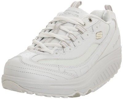 SKECHERS WOMENS SHAPE UPS WHITE/SILVER FITNESS WALKING SHOE SIZE 10 