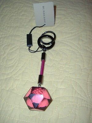 nwt burberry key ring with raspberry dangle