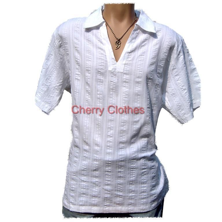 mens white cotton textured kaftan shirt small s