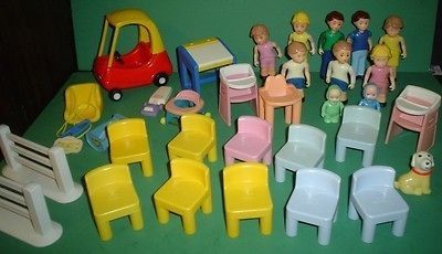 HUGE Fisher Price Playskool Little Tikes Dollhouse Furniture People 