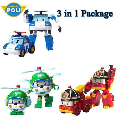 Robocar Poli Poli+Roi+Heli,3 in 1 package, Transformable Robot, Korean 