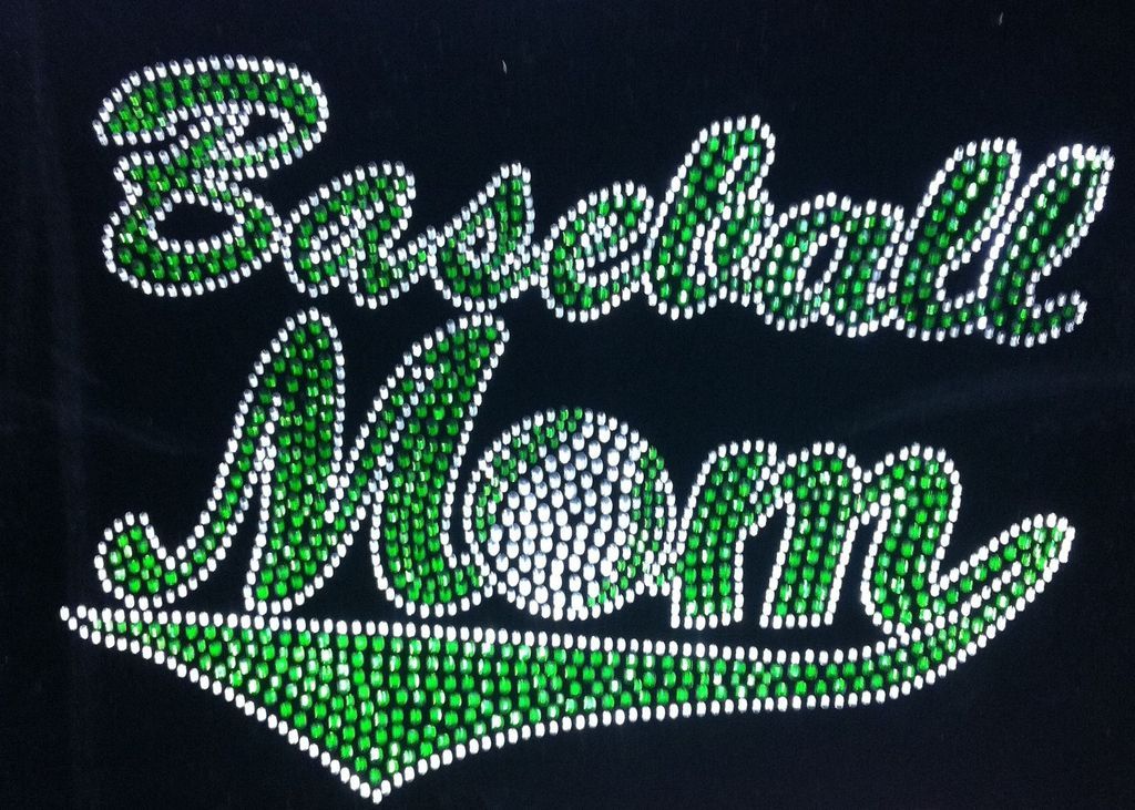 Baseball Mom Rhinestone Transfer Baseball Mom Bling Iron On Transfer