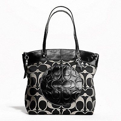 NWT COACH Laura Signature Large Tote shopper handbag purse bag black 