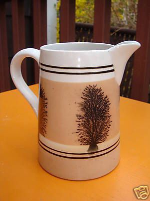 antique yellowware mochaware seaweed milk jug signed vr time left