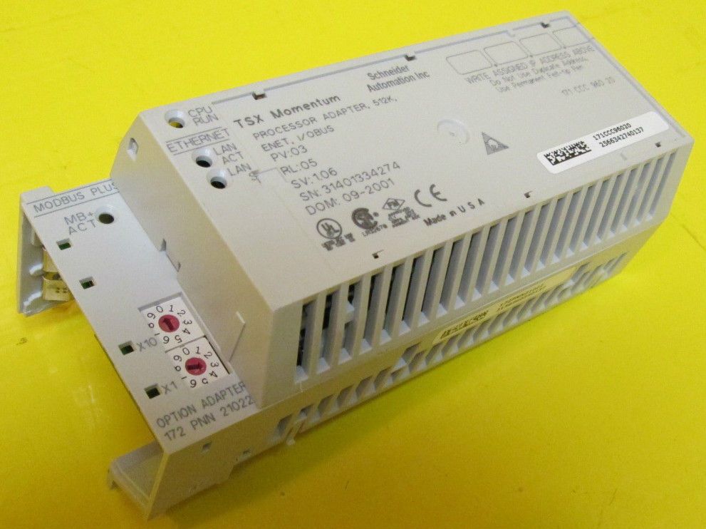 Schneider 171 CCC 960 20 Processor Adapter, 512k TSX Momentum PLC AEG 