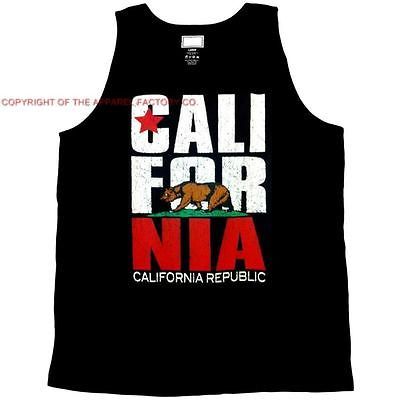 CALIFORNIA REPUBLIC BEAR FLAG Mens BLACK TANK TOP CALI State Pick 