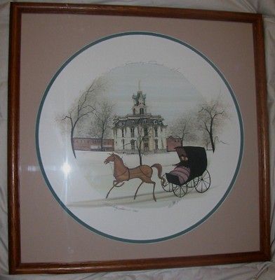 Buckley Moss~THE COURTHOUSE~Print in Frame 1989~RESIGNED BY PAT~RARE 