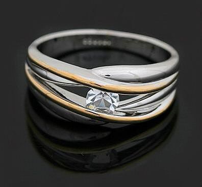 Two Tones Gold gp Lab Diamond Wedding Party Wide Anniversary Band Ring 