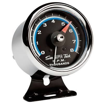 Sunpro Analog Retro Tachometer 0 8,000 3 3/8 Dia Black Face SST802R