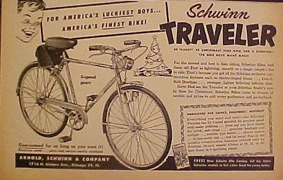 1953 Arnold,Schwinn & Company Traveler Christmas Holiday Bicycle Boys 