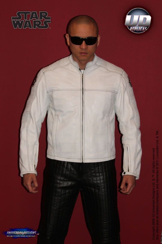 UD REPLICAS Star Wars Empire Leather Racing Jacket Imperial White NEW