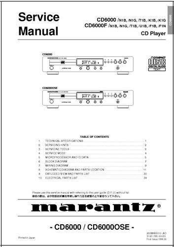 marantz cd6000 6000f cd player service manual on cdr time