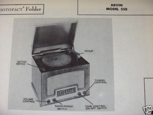 arvin 558 phonograph photofact  5 00 buy