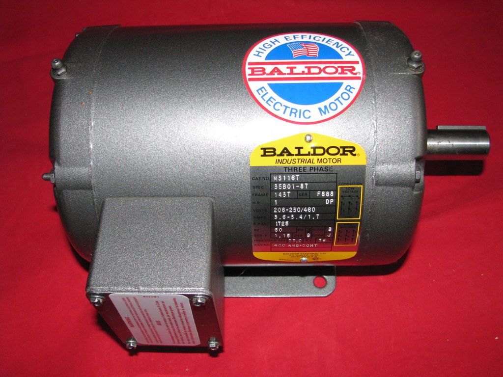 BALDOR HIGH EFFICIENCY MOTOR THREE PHASE 1 HP M3116T BRAND NEW