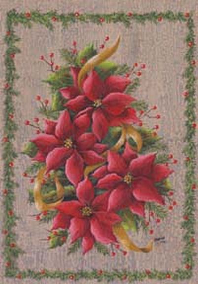 Garden House Flag 12x18 Poinsettia Vines Floral Flag