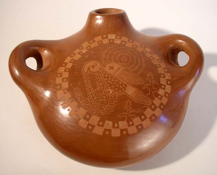 Taos Isleta Pueblo Pottery Coiled Canteen Ron Martinez