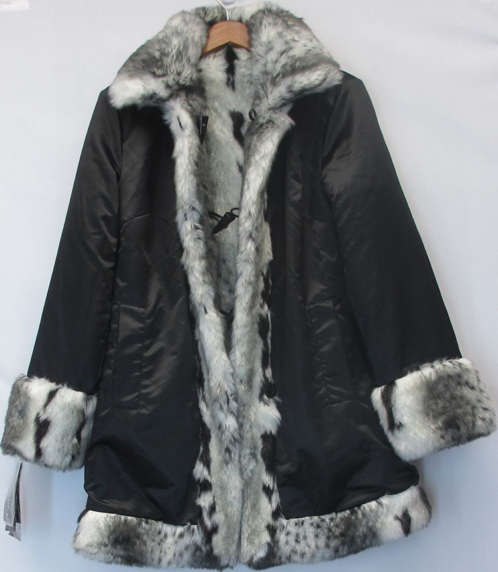 Pamela McCoy Sz S Water Resistant To Faux Fur Reversible Toggle Coat 