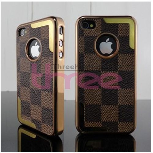 New Luxury Designer Fashion Grid Bumper Skin Case Cover for iPhone 4 