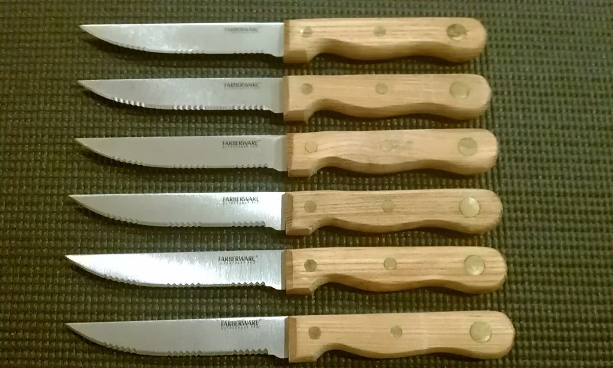 Farberware Steak Knife Set Wood Handle Stainless Steel Knives New Set 