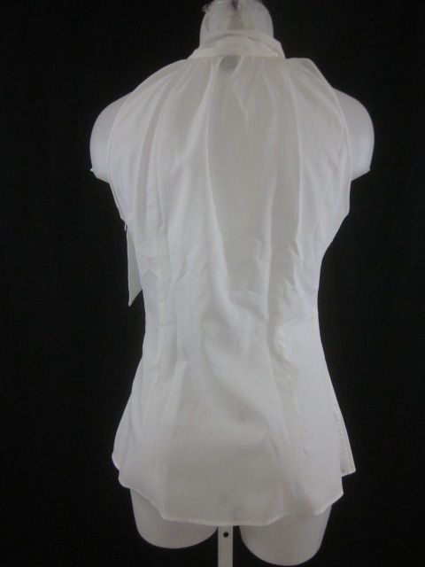 You are bidding on an ALARA White Sleeveless Tie Neck Cotton Blouse 