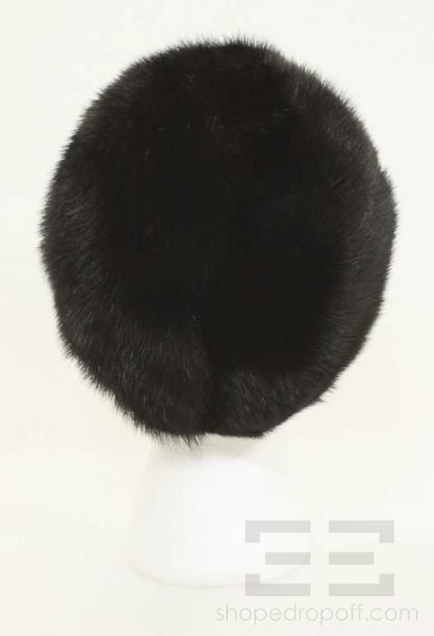 Miss Allegra Dark Brown Mink Fur Ribbon Trim Newsboy Cap