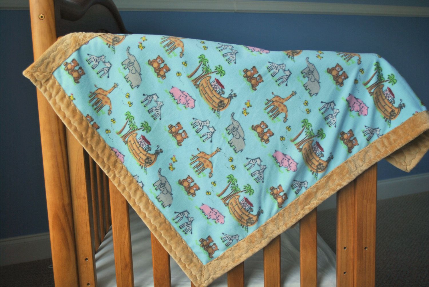 Animal Print Baby Boy Blanket Quilt Fabric Minky Fleece