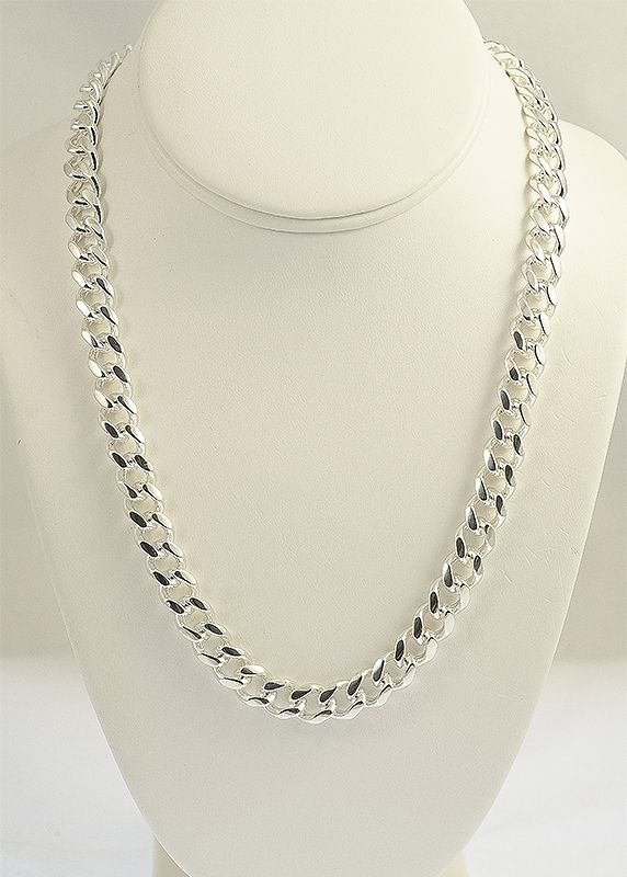 Silver Plated 9.5 mm Cuban (Curb) Link Chain Necklace   Lifetime 