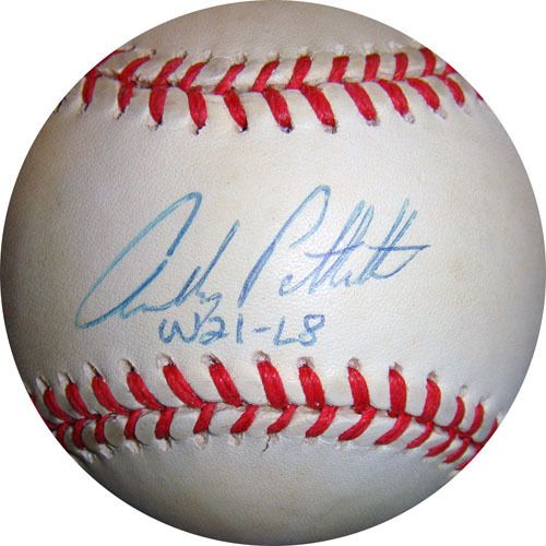 Andy Pettitte Signed Vintage Roalb Ball RARE Inscription W21 L8 NY 