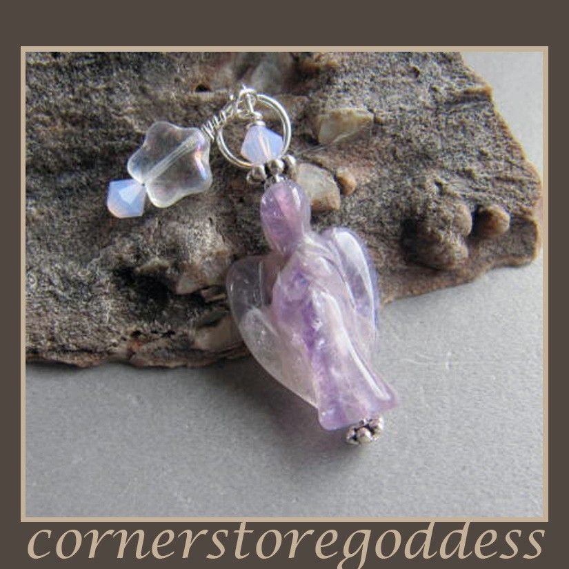 Cornerstoregoddess Pale Amethyst Angel Charm Pendant