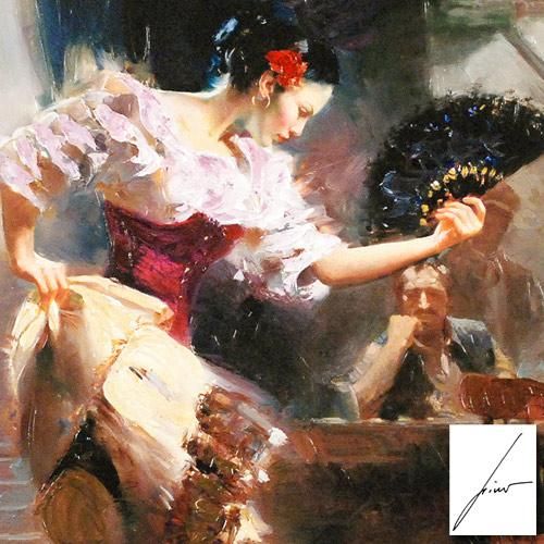 Spanish Dancer Signed by Pino Embellished Stretched