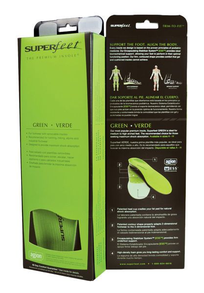 Superfeet Green Trim to Fit Insoles   all sizes RUN, JOG, WALK