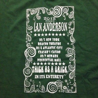 2012 Ian Anderson Thick As A Brick Tour Shirt XL Jethro Tull New York 