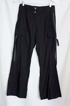Deca Paris Designer Flared Crop Black Pants Size 3/32 Waist Pantalon 