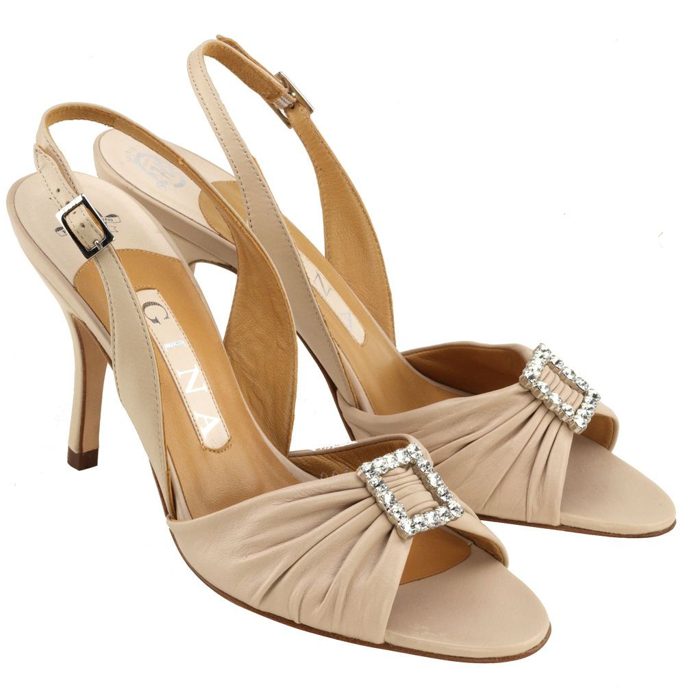 Gina Aerin Beige Luxe Swarovski Crystal Sandals Save £195.00