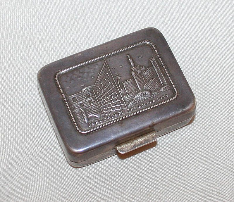 Antique Sterling Silver Judaica Snuff Tobacco Box Israe