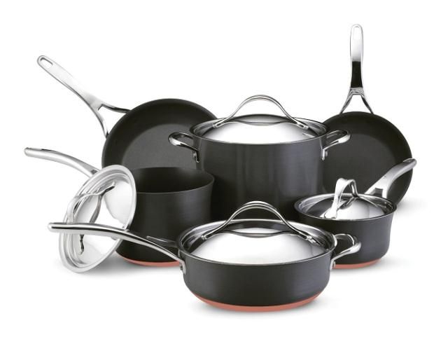 Anolon Nouvelle Copper Hard Anodized Nonstick 10 Piece Cookware Set 