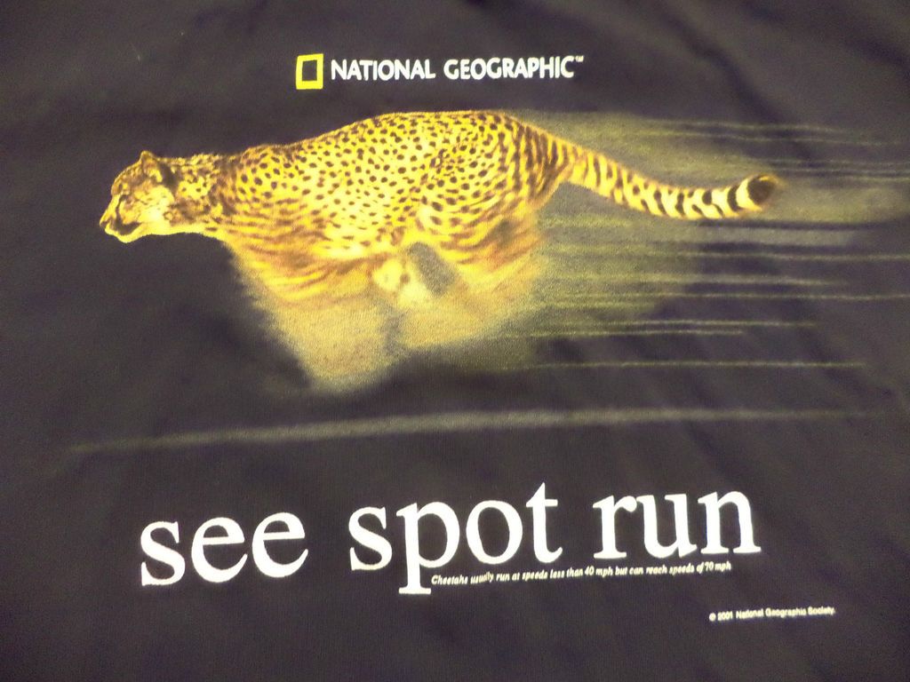 NATIONAL GEOGRAPHIC CHEETAH t shirt sz S cat magazine SEE SPOT RUN