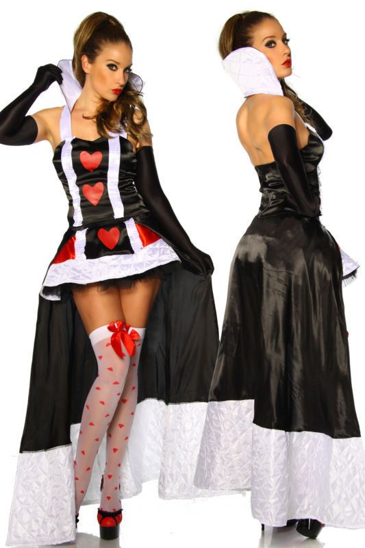 Sexy Enchanting Queen of Hearts Costume Dress /w Gown Fancy Party 