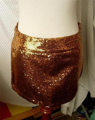 NEW Urban BRONZE Metallic SEQUINED Retro MOD Rocket Chic MINI SKIRT 