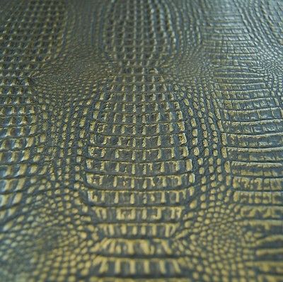 Black Small Alligator Print with Gold Tipping Leather Hide Skin cd6xy