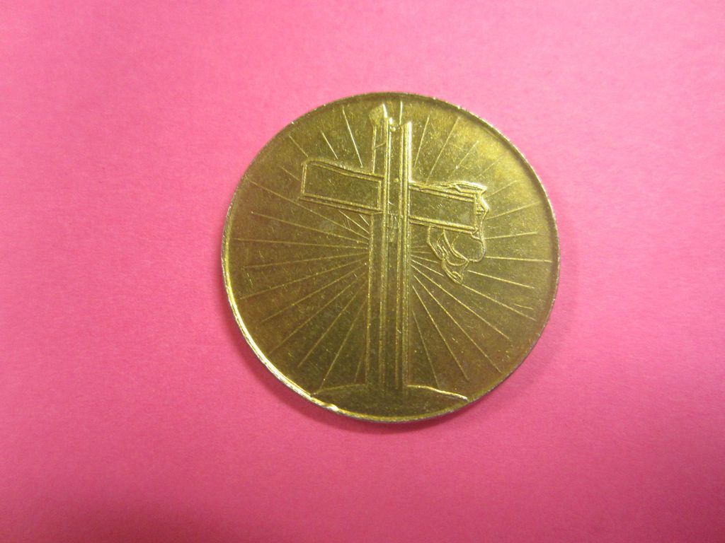   RELIGIOUS MEDAL GOLD COIN THE CROSS & HIS SHROUD A COIN OF FAITH