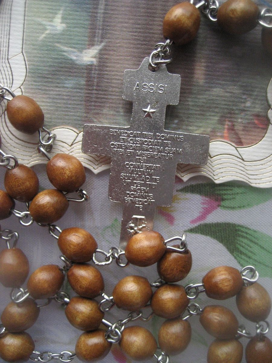 St Francis Assisi Franciscan Crown Seven Decade Wood Rosary San 