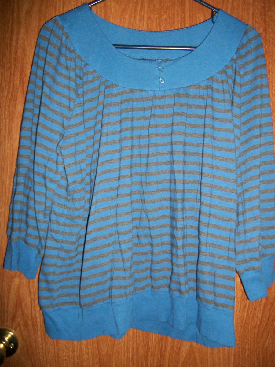 ASHLEY JUDD Medium Blue & Charcoal Shirt Size XL Excellent