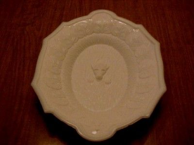 EAPG Atterbury Milk Glass Retreiver Platter Bread Plate